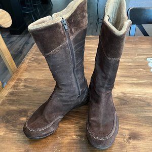 Adidas Trefoil Torsion Arosa Brown Suede Winter Snow Boots Women's US Size 6.5